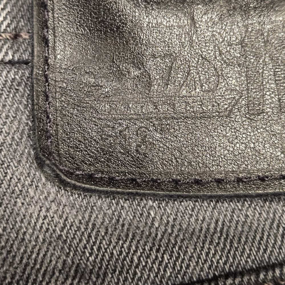 Levis 513 Jeans Mens 36x30 Black Dark Wash Slim Straight Stretch Denim Pants - Picture 10 of 16